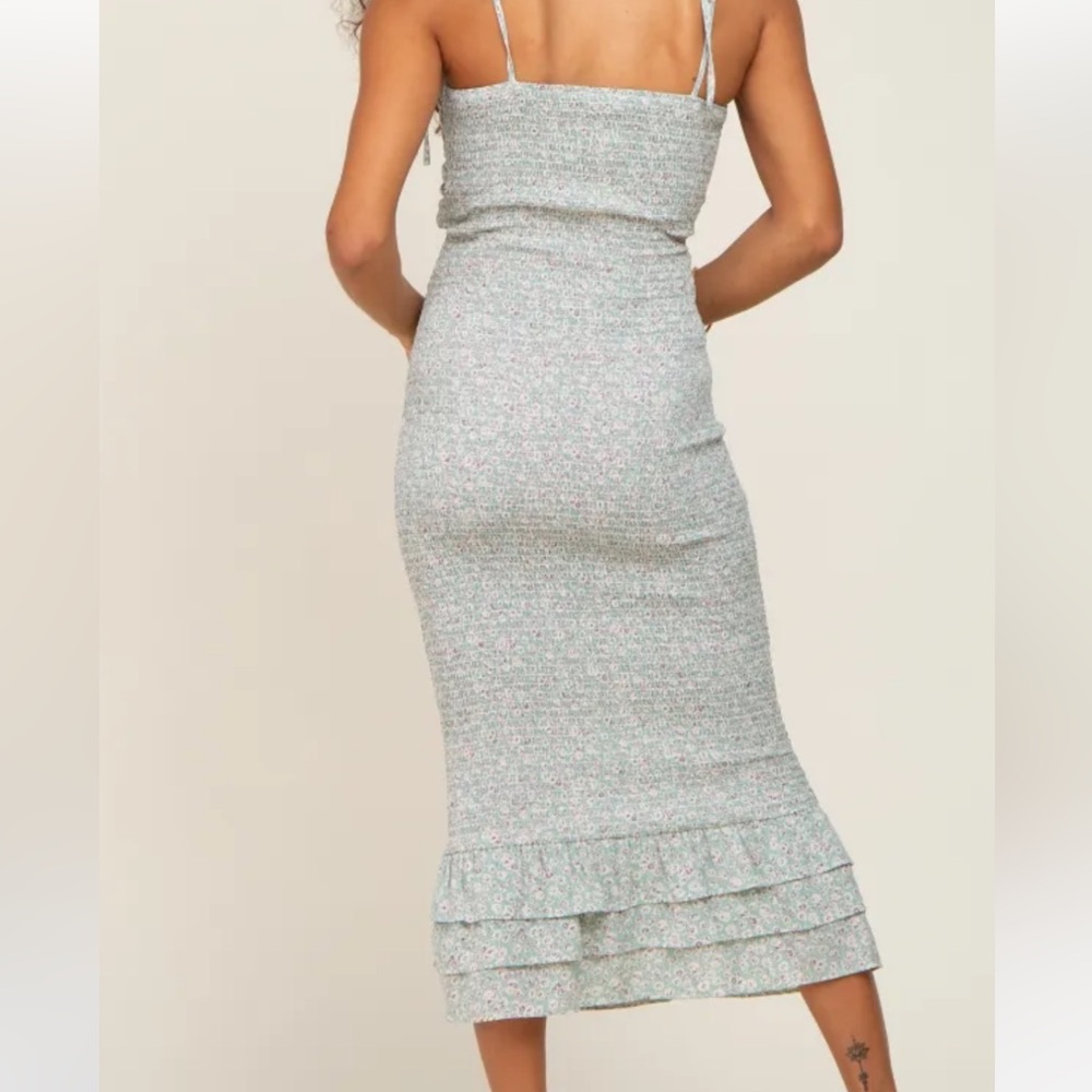 ✨ Mabel Garden Midi Dress – Green & White Floral – Size Large ✨ - Picture 9 of 10